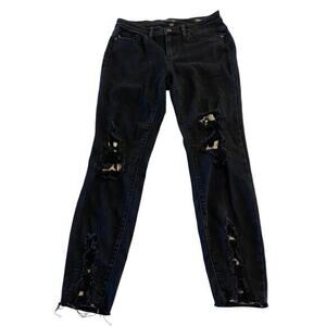 Judy Blue Skinny Jeans Black with Animal‎ Cheetah Print Distressed Size 7 /28